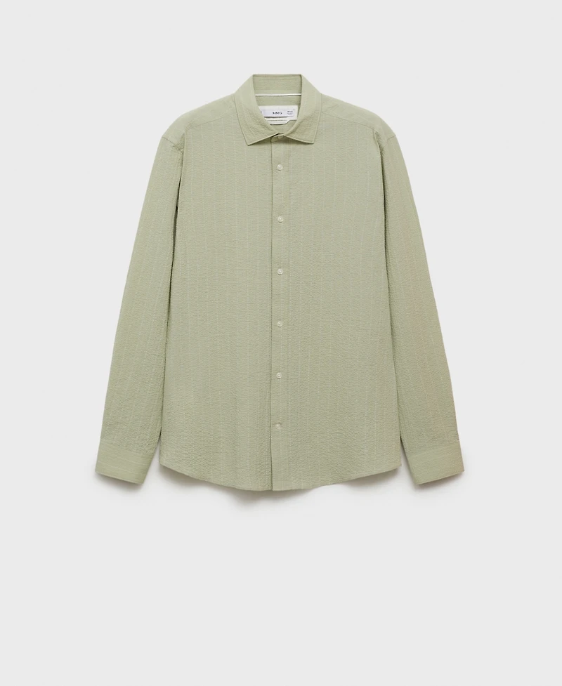 Mango Men's Regular-Fit Stripe-Textured Shirt