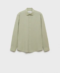 Mango Men's Regular-Fit Stripe-Textured Shirt