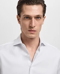 Mango Men's Slim Fit Cotton Striped Dress Shirt