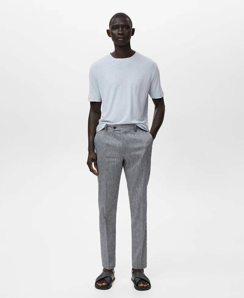 Mango Men's Slim Fit Linen Pants