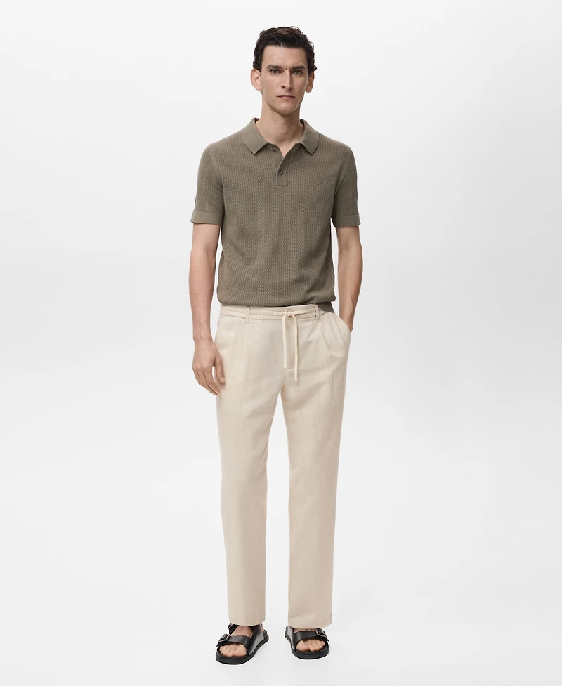 Mango Men's Slim-Fit Drawstring Linen Pants