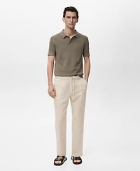 Mango Men's Slim-Fit Drawstring Linen Pants