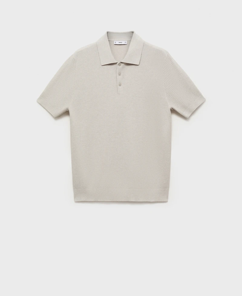 Mango Men's Ribbed Knit Polo Shirt
