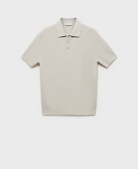 Mango Men's Ribbed Knit Polo Shirt