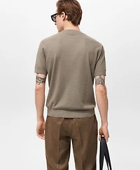 Mango Men's Ribbed Knit T-Shirt