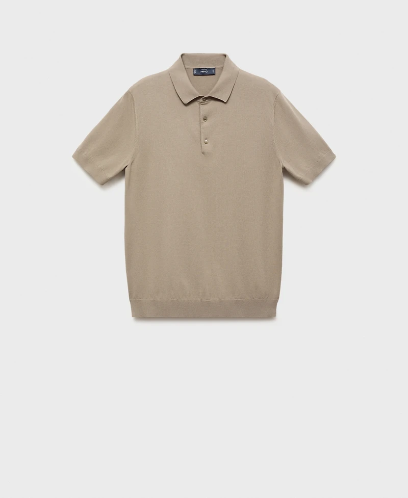 Mango Men's Cotton Fine-Knit Polo Shirt