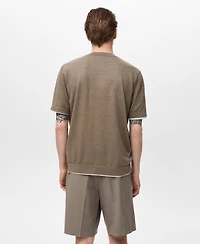Mango Men's Contrasting Cotton-Blend T-Shirt