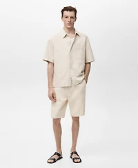 Mango Men's Short Sleeve Linen-Blend Shirt