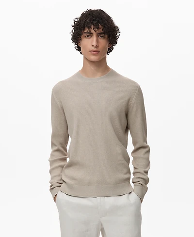 Mango Men's Fine Rib-Knit Cotton Sweater