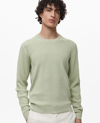 Mango Men's Fine Rib-Knit Cotton Sweater