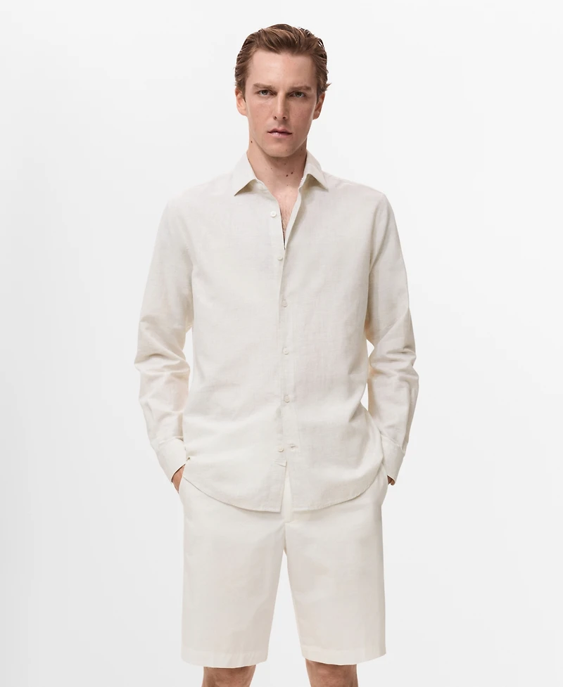Mango Men's Cotton Linen-Blend Shirt