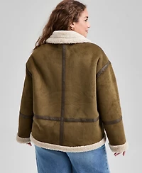 And Now This Trendy Plus Faux Suede Sherpa Jacket, Macy's Exclusive