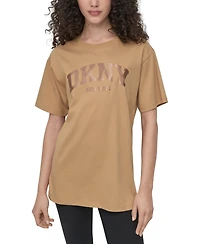 Dkny Sport Women's Varsity Satin Logo Oversized Cotton T-Shirt