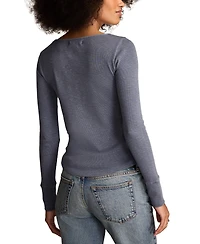 Lucky Brand Women's Lace-Yoke Long-Sleeve Henley Top