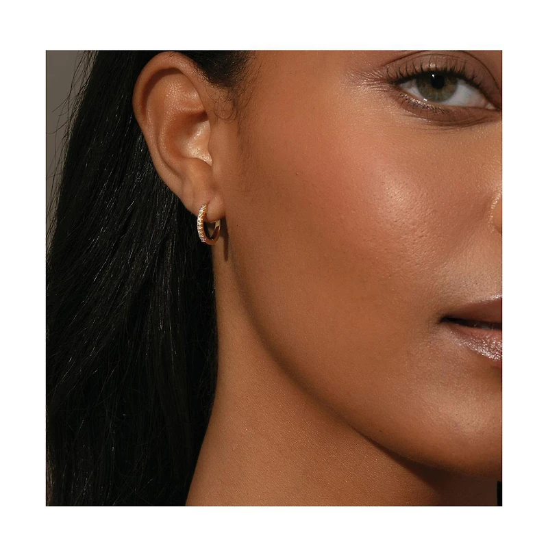 14K Gold-Plated Tiny Huggie Earrings, 0.55"