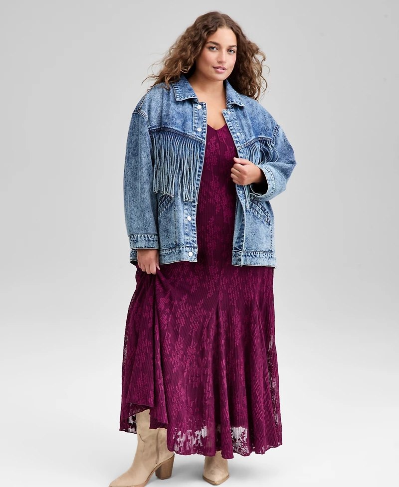And Now This Trendy Plus V-Neck Sleeveless Lace Dress, Macy's Exclusive