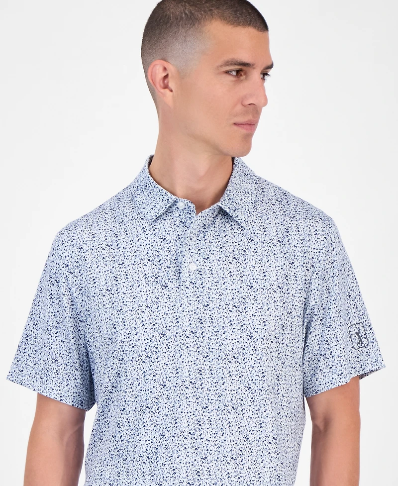 Pga Tour Men's Micro-Floral Polo Shirt