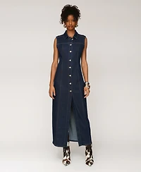 Avec Les Filles Women's Sleeveless Long Shirtdress