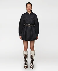Avec Les Filles Women's Collar Long-Sleeve Shirtdress