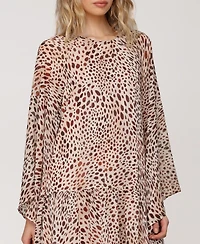 Avec Les Filles Women's Printed Chiffon Short Shift Dress
