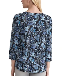 Jones New York Petite Paisley-Print Utility Blouse