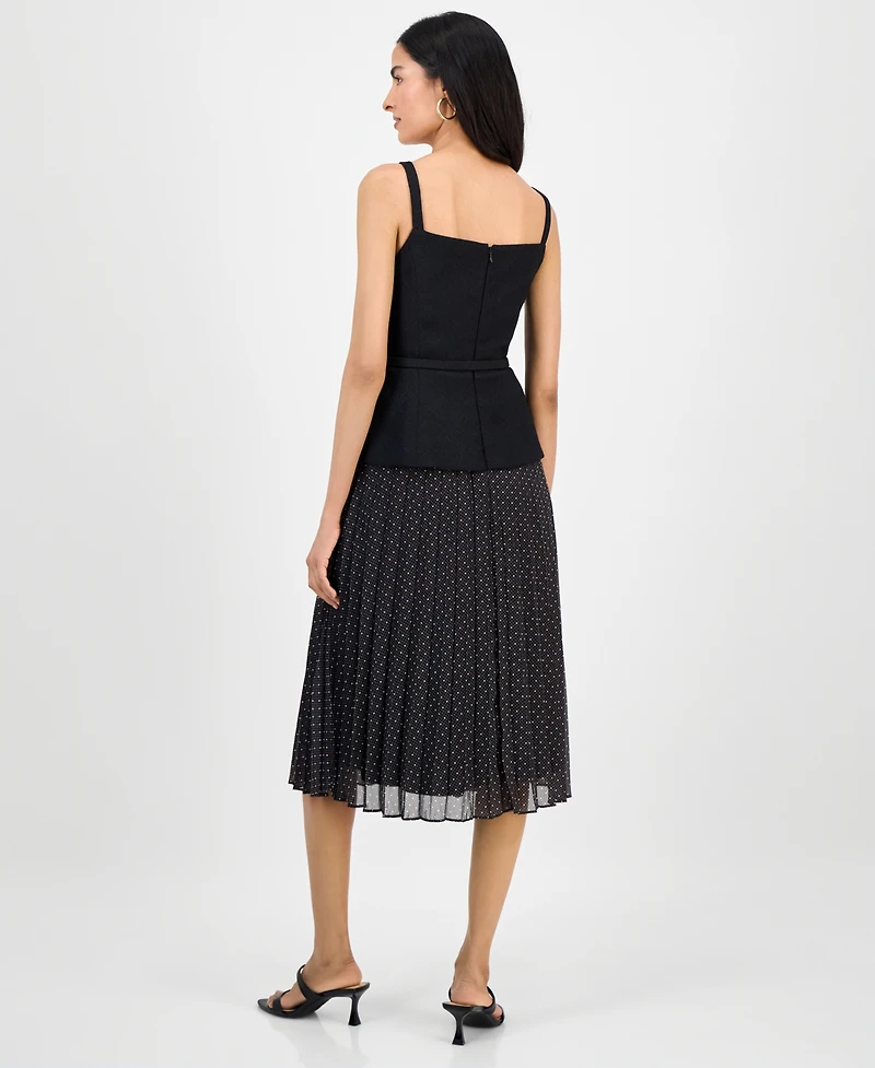 julia jordan Women's Sleeveless Belted Pleated Skirt Dress