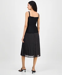 julia jordan Women's Sleeveless Belted Pleated Skirt Dress