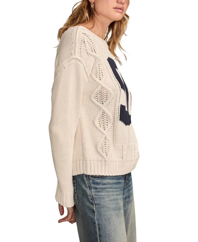 Lucky Brand Women's 90S Graphic Cotton Crewneck Sweater