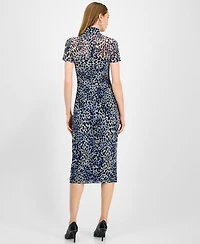 Bar Iii Women's Animal-Print Mock-Neck Midi Dress, Macy's Exclusive