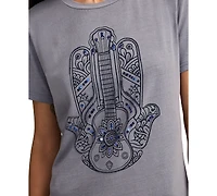 Lucky Brand Women's Guitar Hamsa Classic Crewneck Cotton T-Shirt