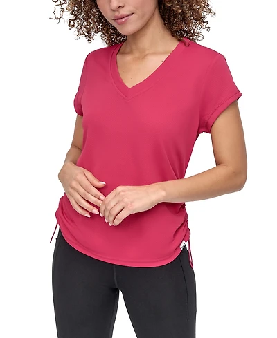 Dkny Sport Women's Crewneck Short-Sleeve Side-Ruched Top