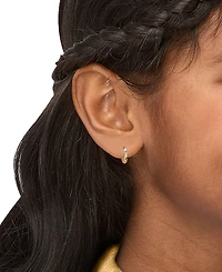 Faceted Texture Huggie Extra Small Hoop Earrings in 14k Gold, 0.37"