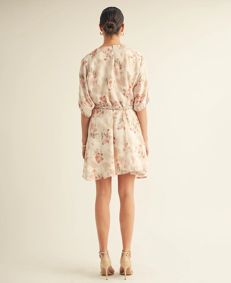 Arose Studio, Inc Women's Belted Floral Mini Dress