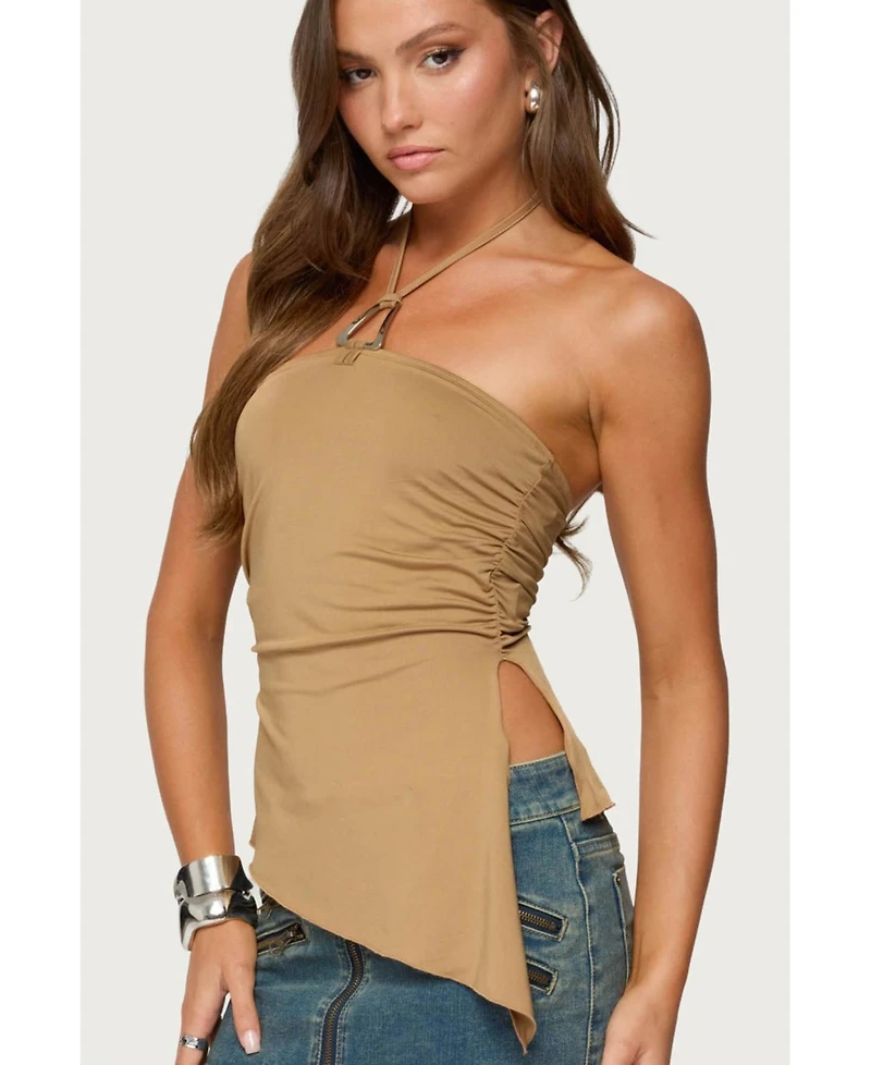 Edikted Womens Malena Asymmetric Halter Top
