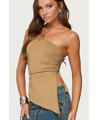 Edikted Womens Malena Asymmetric Halter Top