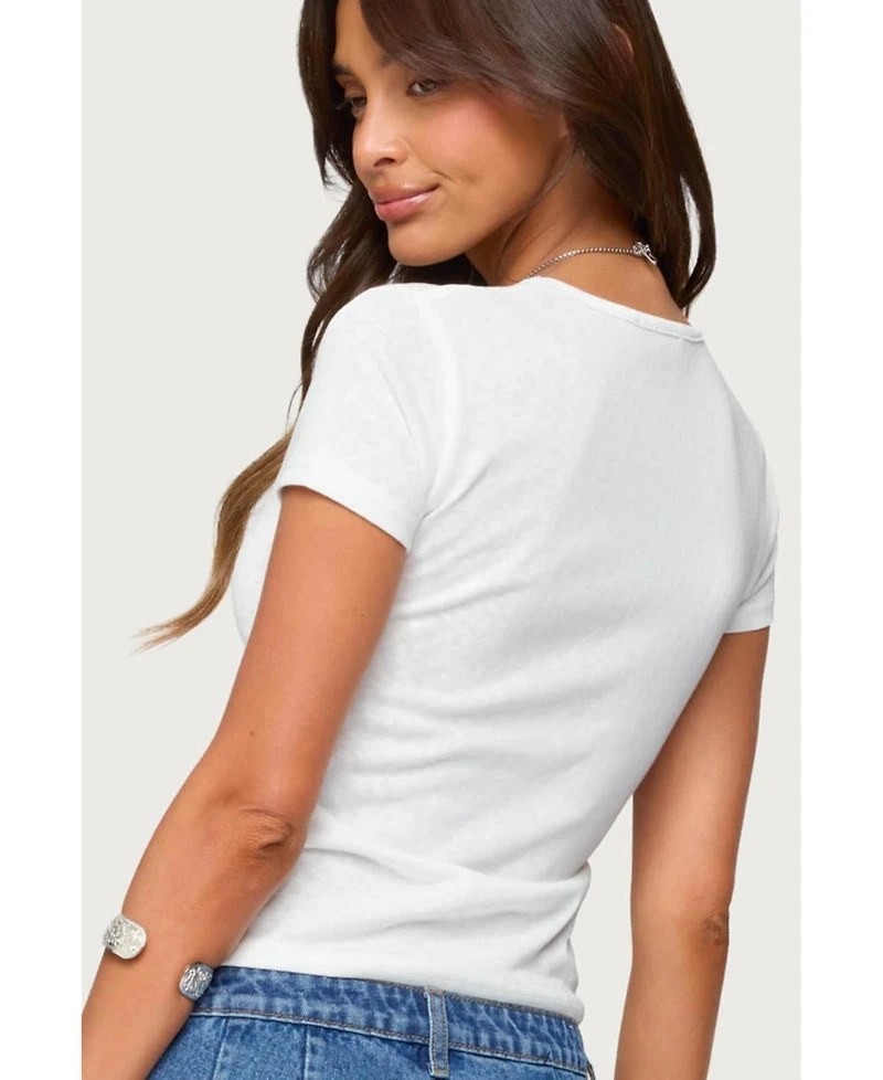 Edikted Women's Nikkey Semi Sheer T Shirt