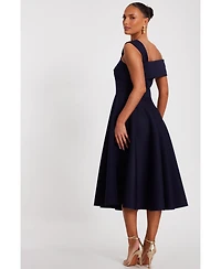 Quiz Women's Scuba Asymmetric Midi Skater Dress