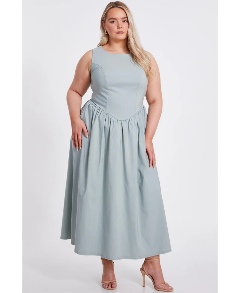 Quiz Women's Plus Bengaline Drop Waist Maxi Dress