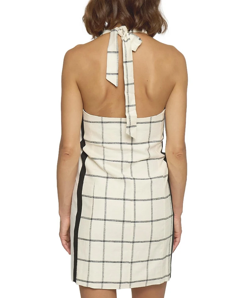 Central Park West Women's Plaid Halter Shirt Dress