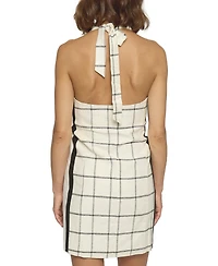 Central Park West Women's Plaid Halter Shirt Dress