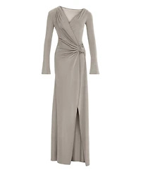 Nocturne Women's Knot Detail Slit Maxi Dress