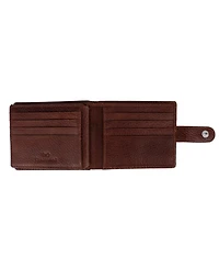 Trafalgar Men's Parker Pebbled Leather Bi-Fold Wallet with Id Window and Popper Fastener