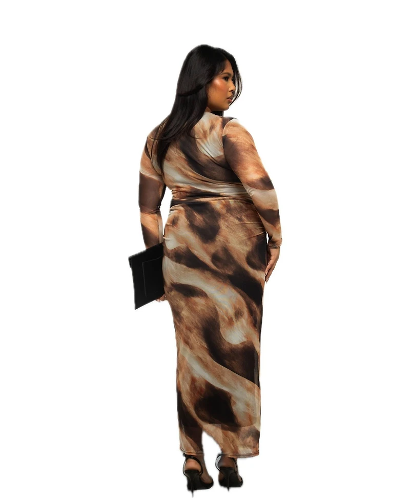 Fashion-szn Curve Women's Abstract Print Midaxi Dress