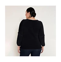 June + Vie Women's June + Vie Puff-Sleeve Smocked Blouse