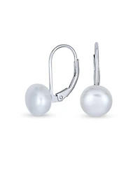 Bling Jewelry Simple Iridescent Peacock Freshwater Cultured Pearl Round Drop Ball Earrings Sterling Silver