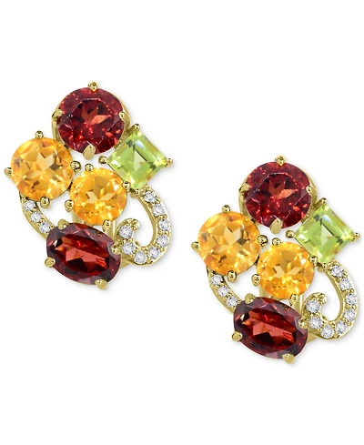 Lab-Grown Opal and Multi-Topaz Earrings Sterling Silver