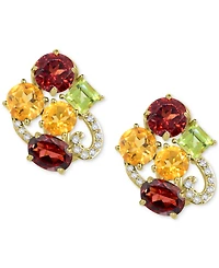 Lab-Grown Opal and Multi-Topaz Earrings Sterling Silver