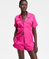 I.n.c International Concepts Women's Stretch Satin Short-Sleeve Pajama Set