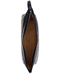 Lauren Ralph Crocodile-Embossed Leather Zipper Pouch