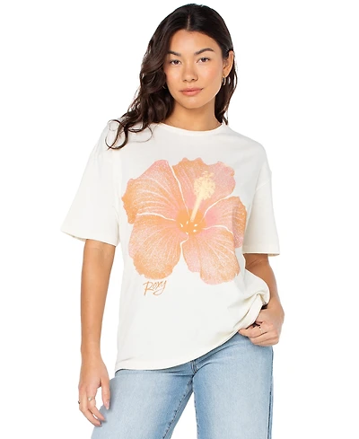 Roxy Juniors' Hibiscus Spray Graphic Cotton T-Shirt